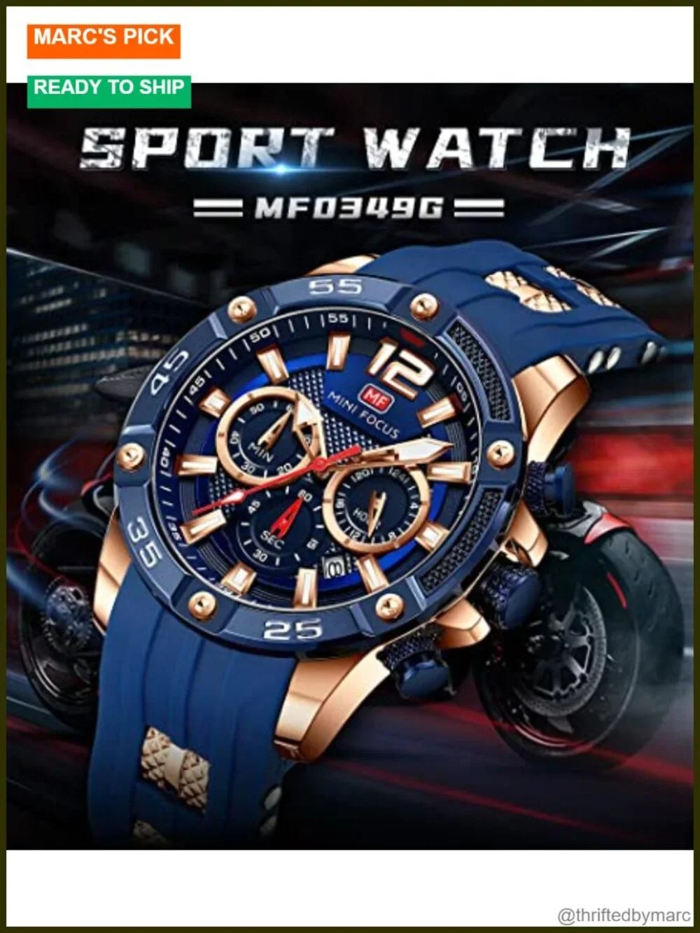 Military Waterproof Chronograph Analog Quartz Watch with Luminous Hands
